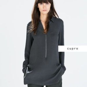 NWT ZARA Zipped Tunic Blouse SzS